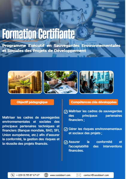 Programme Exécutif en Sauvegardes Environnementales et Sociales des Projets de Développement