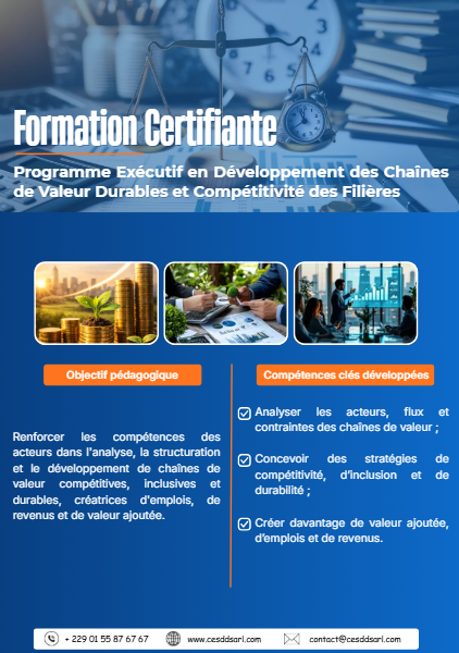 Programme Exécutif en Développement des Chaînes de Valeur Durables et Compétitivité des Filières